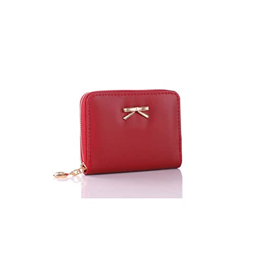 AQQWWER Geldbörsen für Damen Frauen Geldbörsen Bowknot Reißverschluss Münze Geldbörse Wearable Brieftasche Handtasche Weibliche Brieftasche Frauen Clutch Geldbörsen (Color : Red) von AQQWWER