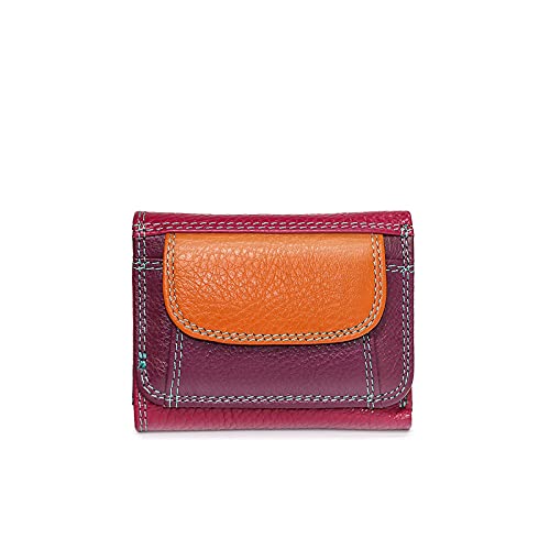 AQQWWER Geldbörsen für Damen Frauen Geldbörsen Echtes Leder Mini Geldbörsen Weibliche Münze Geldbörse Kleine Frauen Brieftasche Kartenhalter Geld Taschen Damen Clutch (Color : Orange) von AQQWWER