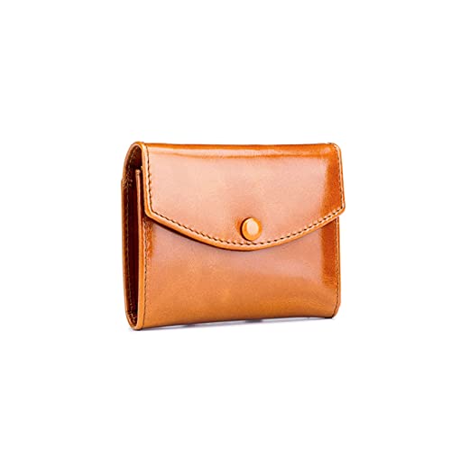 AQQWWER Geldbörsen für Damen Frauen Leder Design Münze Geldbörse Öl Wachs Leder Damen Zipper Geldbörse (Color : Orange) von AQQWWER