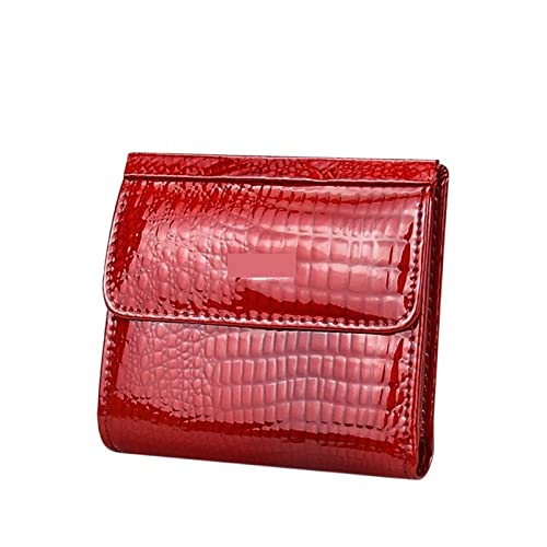 AQQWWER Geldbörsen für Damen Genuine Leather Women Wallet Mini Wallets Women Short Clutch Luxury Female Purse Card Holder Lady Coin Purses (Color : Red) von AQQWWER