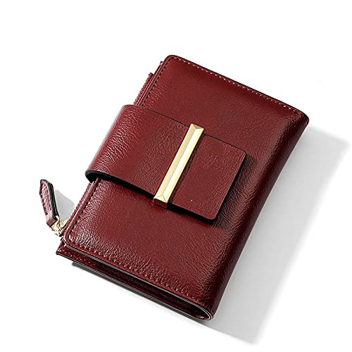 AQQWWER Geldbörsen für Damen Kleine Brieftasche Frauen Kartenhalter Zipper Münze Geldbörse weich PU. Lederdamen Brieftasche kurz (Color : Red) von AQQWWER