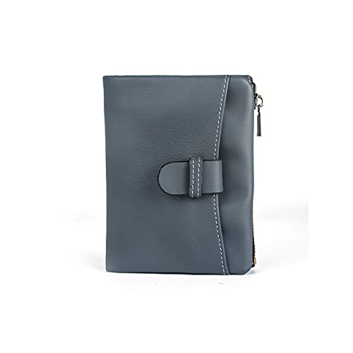 AQQWWER Geldbörsen für Damen Kleine Frauen Brieftasche Ultradünnes weibliches echtes Leder Schaffell kurz ICH WÜRDE Kartenhalter Damen Zipper Münze Geldbörse Brieftasche (Color : Light Blue) von AQQWWER