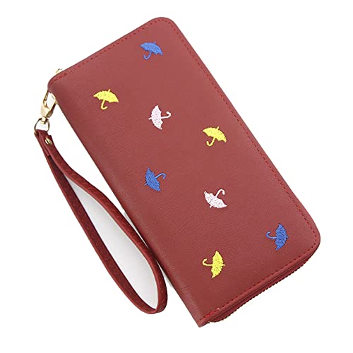 AQQWWER Geldbörsen für Damen Lange Reißverschluss Frauen Brieftasche Brieftasche Frau Große Kapazität Damen Clutch Bag Weibliche Geldbörsen Kartenhalter Brieftaschen (Color : Red) von AQQWWER