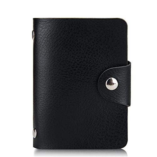 AQQWWER Geldbörsen für Damen Leather 24 Slots Bits Business Card Bag Card Case Men Women ID Holders Bank Credit Card Organizer Bags Passport Card Wallet (Color : Black) von AQQWWER