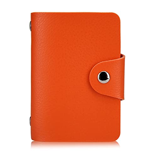 AQQWWER Geldbörsen für Damen Leather 24 Slots Bits Business Card Bag Card Case Men Women ID Holders Bank Credit Card Organizer Bags Passport Card Wallet (Color : Orange) von AQQWWER