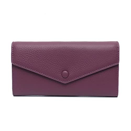 AQQWWER Geldbörsen für Damen Leather Women Long Wallets Design Functional Card Holder Clutches Zipper Phone Coin Pocket Cowhide Female Purse (Color : Purple) von AQQWWER