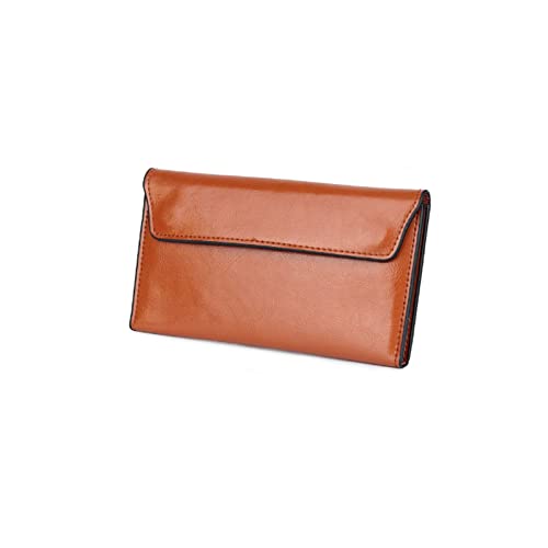 AQQWWER Geldbörsen für Damen Leder Frauen Geldbörsen Mode Clutch Brieftasche Weibliche Geldbörse Tasche Klemme Für Phone Bag Lange Dame Handy Kartenhalter (Color : Orange) von AQQWWER