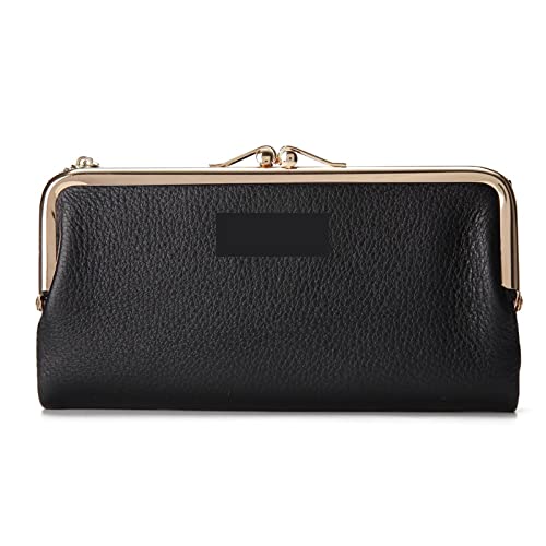 AQQWWER Geldbörsen für Damen Luxury Wallets Long Card Holders Cow Leather Large Purse Female Clutches Money Wallets Brand Phone Purses (Color : Black) von AQQWWER