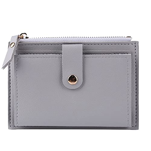 AQQWWER Geldbörsen für Damen Männer Frauen Mode Massivfarbe Kreditkarte ICH WÜRDE Karten-Multi-Slot-Karteninhaber Casual Pu. Leder-Mini-Münz-Geldbörse-Geldbörsen-Falltasche (Color : Grijs) von AQQWWER