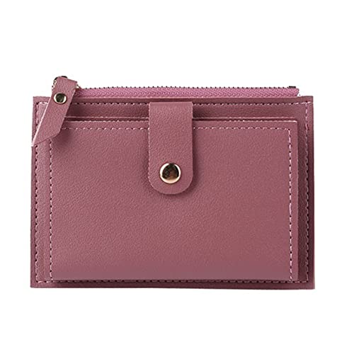 AQQWWER Geldbörsen für Damen Männer Frauen Mode Massivfarbe Kreditkarte ICH WÜRDE Karten-Multi-Slot-Karteninhaber Casual Pu. Leder-Mini-Münz-Geldbörse-Geldbörsen-Falltasche (Color : Watermelon Red) von AQQWWER