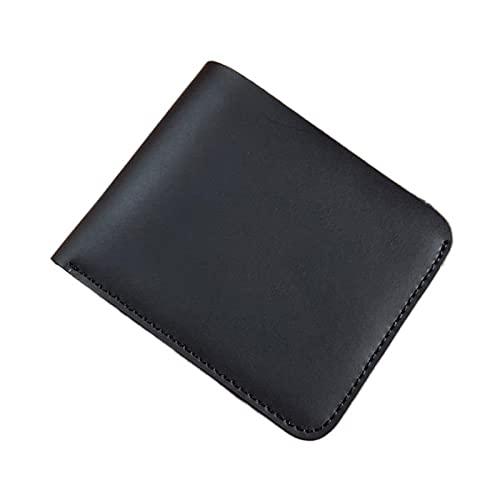 AQQWWER Geldbörsen für Damen Mens Wallet Leather Genuine Portfolio Wallet Male Bifold Minimalist Wallet Unisex (Color : Black) von AQQWWER