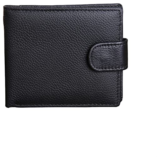 AQQWWER Geldbörsen für Damen Menwallet Made of Genuine Leather Wallet Short Hasp Masculina Purse Luxury Male (Color : Black) von AQQWWER