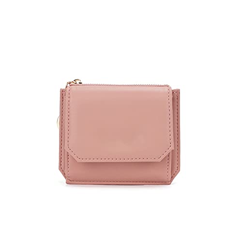 AQQWWER Geldbörsen für Damen Mini Leder Münze Geldbörsen für Frauen Multifunktionale Kartenhalter Schlüssel Brieftaschen Lady Kleine Geldbörse Für tägliche Kupplungsbeutel (Color : Pink) von AQQWWER