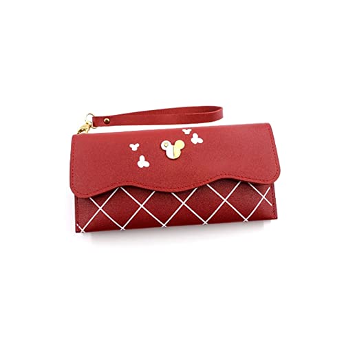 AQQWWER Geldbörsen für Damen Mode Damen Lange Brieftasche Brieftasche Einfache Niedliche Münze Geldbörse Clutch Cartoon Karton Tasche Geldbörsen Für Frauen Brieftasche Frauen (Color : Red) von AQQWWER