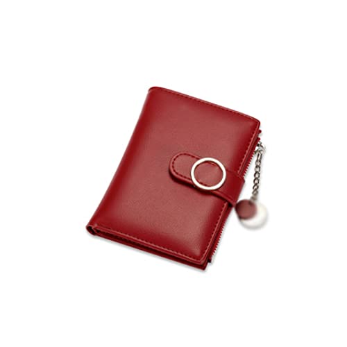 AQQWWER Geldbörsen für Damen Mode Frauen Geldbörsen Pu. Leder-Reißverschluss-Münz-Geldbörse Mini-Kleintasche-Kartenhalter (Color : Red) von AQQWWER