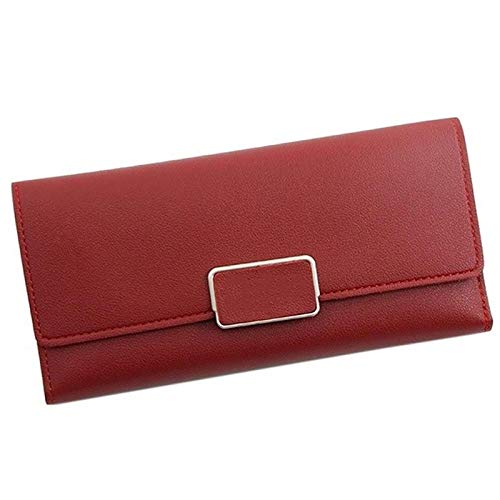 AQQWWER Geldbörsen für Damen Mode-Frauen-Mappe Lange Reißverschluss Fest Kartenhalter-Leder Geldbörse Frauen Kartenhalter-Mappen-Frauen-beiläufige Wallet (Color : Red) von AQQWWER