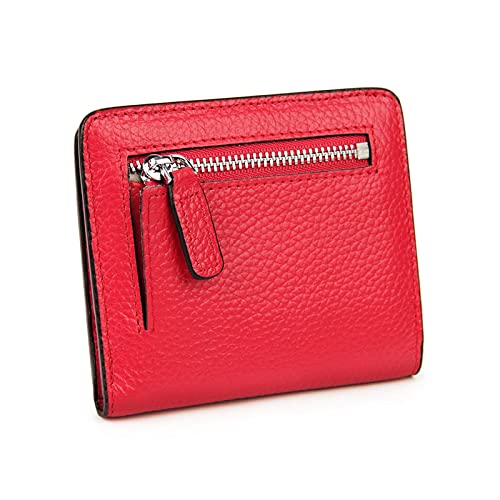 AQQWWER Geldbörsen für Damen Mode Split Leder Lady Wallet Mini Wallet Dame Kleine Leder Brieftasche mit Münztasche (Color : Red) von AQQWWER