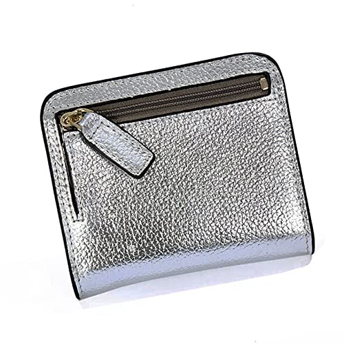 AQQWWER Geldbörsen für Damen Mode Split Leder Lady Wallet Mini Wallet Dame Kleine Leder Brieftasche mit Münztasche (Color : Silver) von AQQWWER