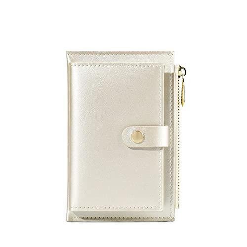 AQQWWER Geldbörsen für Damen Pearl LaserLeather Zipper WomenWallet Short Ladies Coin Purse Female Money Bag Clip Credit Card Holder Clutch (Color : White) von AQQWWER