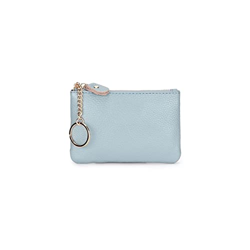 AQQWWER Geldbörsen für Damen Rindsleder Frauen Münze Geldbörse Mode Münztasche mit Schlüsselring Kleine einfache Geldbörse für weiblich (Color : Blue) von AQQWWER