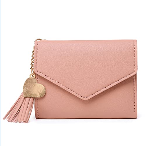 AQQWWER Geldbörsen für Damen Short Tassel Wallet Women Fashion Purse Female Mini Wallets New Korean Lovely Purse Female Small Wallet for (Color : Pink) von AQQWWER