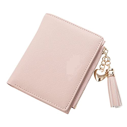 AQQWWER Geldbörsen für Damen Tassel Women Wallet Small Cute Wallet Women Short Leather Women Wallets Zipper Purses Female Purse Clutch (Color : Pink) von AQQWWER