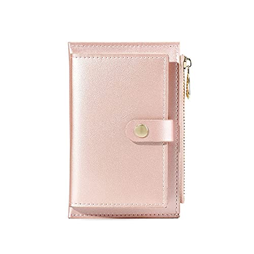 AQQWWER Geldbörsen für Damen Wallet Lady Gold Reißverschluss Münze Geldbörse Karten Fall Leder Dame Kleine Geldbörse Mode (Color : Pink) von AQQWWER