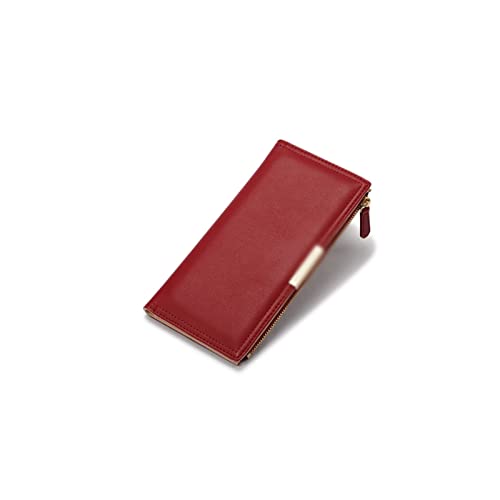 AQQWWER Geldbörsen für Damen Weibliche Lange Brieftasche Multi-Card-Reißverschlusshalter Frauen Brieftasche Clutch Mode Pu. Leder Brieftaschen weiche Geldbörse mit großer Kapazität (Color : Red) von AQQWWER