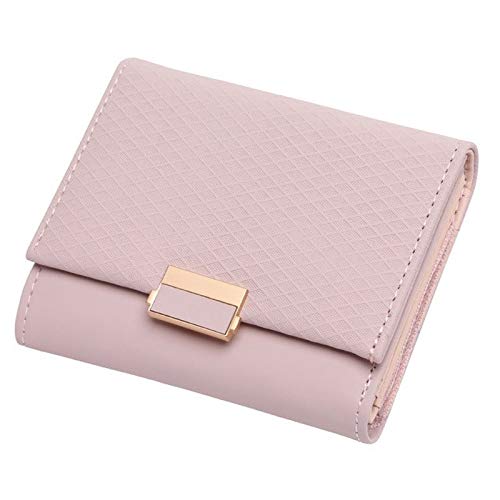 AQQWWER Geldbörsen für Damen Weibliche Lederhandtasche Plaid Wallet Damen ändern Kartenhalter Münze kleine Geldbeutel (Color : Pink) von AQQWWER