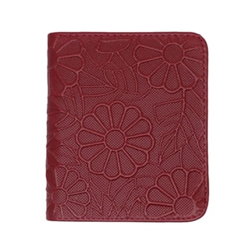 AQQWWER Geldbörsen für Damen Western Auspicious Genuine Leather Wallet Female Red Black Blue Pink Green Gray Purple Color Short Purse Hasp Women Wallets (Color : Red) von AQQWWER