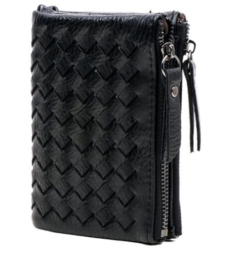 AQQWWER Geldbörsen für Damen Women Wallet Card Holder PU Leather Short Money Wallets PU Leather Lady Double Zipper Coin Purse Wallet for Women (Color : Black) von AQQWWER