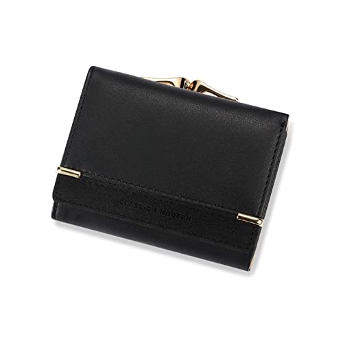 AQQWWER Geldbörsen für Damen Women Wallets Leather Luxury Designer Female Coin Purses ID Card Holder Wallet Short Ladies Money Bags Clutch Purse (Color : Black) von AQQWWER