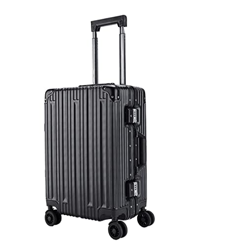 AQQWWER Gepäckkoffer Retro Rolling Luggage Spinner Aluminum Frame Travel Bag Women Vintage Trolley Men Carry On Suitcases Wheel (Color : Black, Size : 20 inch) von AQQWWER