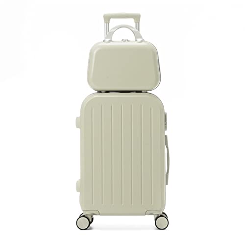 AQQWWER Gepäckset Business Trip Luggage Suitcase Lightweight Trolley Case Universal Wheel Male and Female Student Password Box (Color : White, Size : 24") von AQQWWER