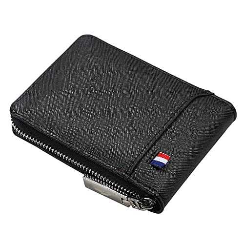 AQQWWER Herren Geldbörse Brieftasche Männer Kurze kleine multifunktionale Handkarteninhaber Pu. Business Reißverschluss Geldbörse Mode hochwertiger lässig (Color : Black) von AQQWWER