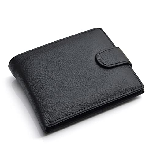 AQQWWER Herren Geldbörse Brieftasche Männer Leder echte Kuh Leder Mann Geldbörsen mit Münztasche Mann Geldbörse Leder Geld Tasche Männliche Geldbörsen (Color : Black) von AQQWWER