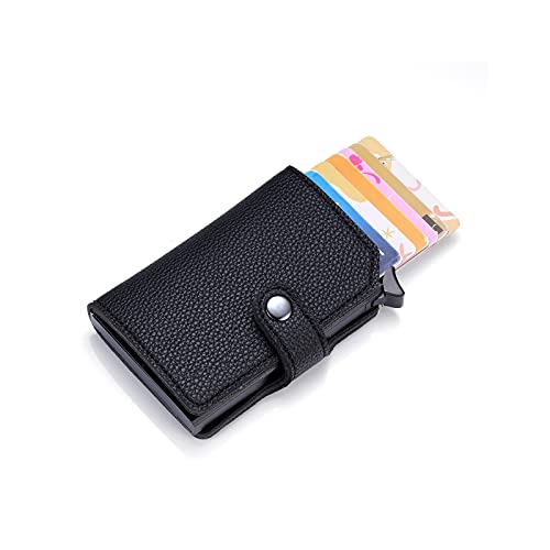 AQQWWER Herren Geldbörse Diebstahl derbstahl Metall Aluminium Geldbörse minimalistische Bankkartenhalter Mini-Männer und Frauen Black Business Credit Card Case (Color : Black) von AQQWWER