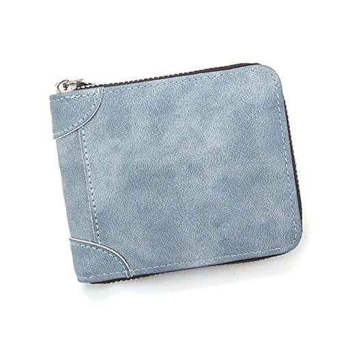 AQQWWER Herren Geldbörse Druck Leder männer wallter Kupplung Zwei Zip männer Kurze kleine münze geldbörse brandneues Design weicher Mini Karten bargeldhalter Brieftasche (Color : Blue) von AQQWWER