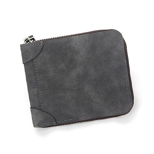 AQQWWER Herren Geldbörse Druck Leder männer wallter Kupplung Zwei Zip männer Kurze kleine münze geldbörse brandneues Design weicher Mini Karten bargeldhalter Brieftasche (Color : Dark Grey) von AQQWWER