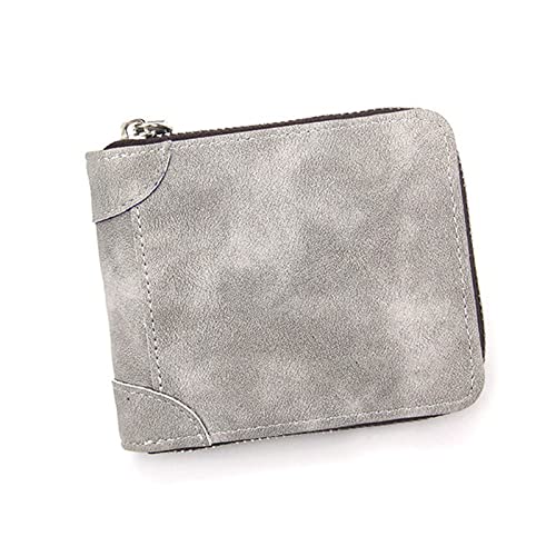 AQQWWER Herren Geldbörse Druck Leder männer wallter Kupplung Zwei Zip männer Kurze kleine münze geldbörse brandneues Design weicher Mini Karten bargeldhalter Brieftasche (Color : Light Grey) von AQQWWER