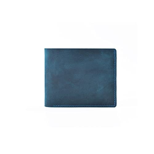 AQQWWER Herren Geldbörse Echtes Leder Brieftaschen Bifold Geldbörse Vintage Leder Clutch Männer Geldbörsen Retro Münze Tasche Männer Geldbörsen (Color : Blue) von AQQWWER