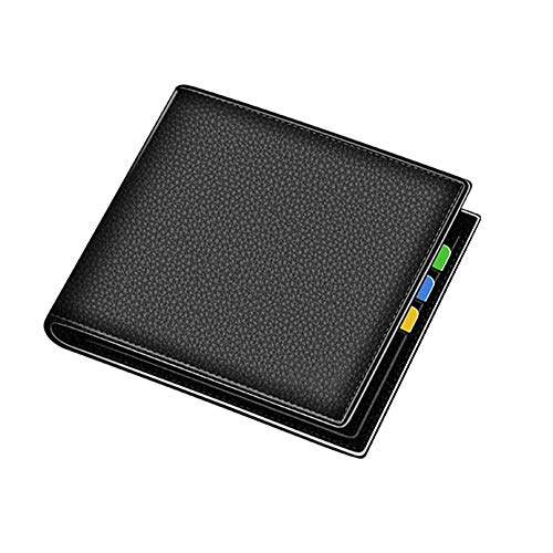 AQQWWER Herren Geldbörse Echtes Leder-Männer Geldbörsen Bifold Wallet Reißverschluss Geldbörse Visitenkarte-Halter-Mappen (Color : Black) von AQQWWER