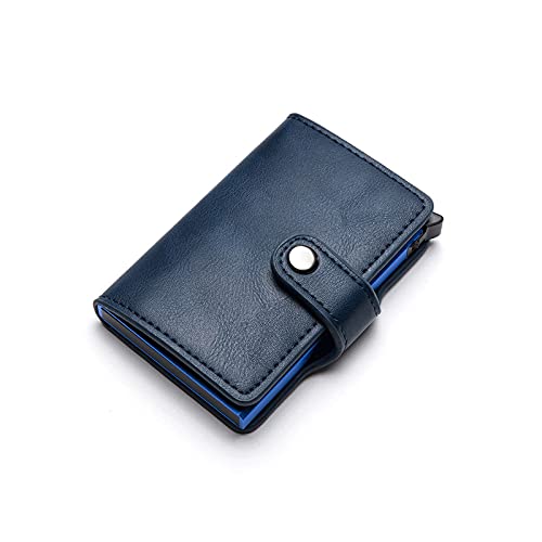 AQQWWER Herren Geldbörse HASP. PU. Leder Brieftasche Casual Card Halter Protector Smart Brieftasche Aluminium Karten Fall Slim Männer Frauen Geldbörse (Color : Blue) von AQQWWER