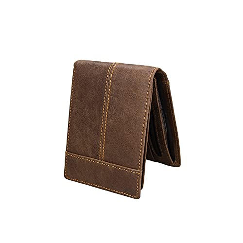 AQQWWER Herren Geldbörse Handgemachtes Echtes Leder Männer Brieftasche Männliche Geldbörse Luxus Kuh Leder Weiche Brieftaschen Vintage Einfache Kartenhalter Cowboy Brieftasche (Color : Bruin) von AQQWWER