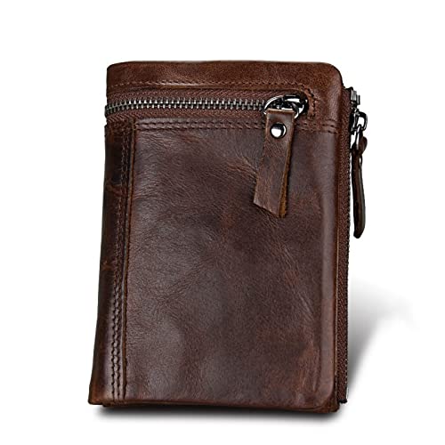 AQQWWER Herren Geldbörse Herren Crazy Horse Leder Leder Brieftasche for Mann Brieftasche kurz (Color : Bruin) von AQQWWER