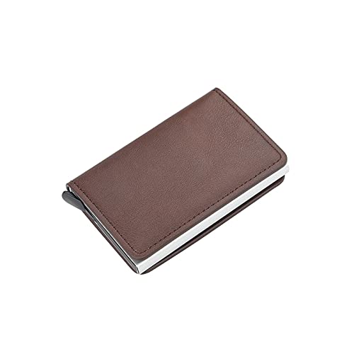 AQQWWER Herren Geldbörse Kartenhalter Männer Geldbörsen Geld Tasche Männliche Vintage Schwarz Kurze Geldbörse Kleine Leder Schlanke Brieftaschen Mini Geldbörsen dünn (Color : Bruin) von AQQWWER