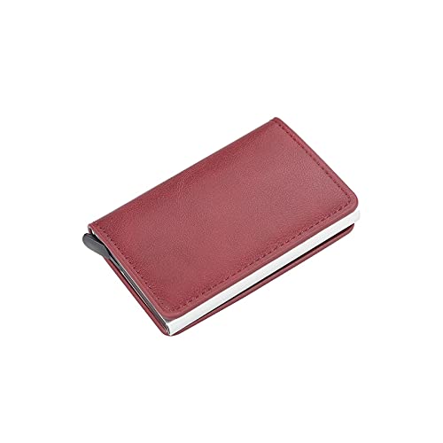 AQQWWER Herren Geldbörse Kartenhalter Männer Geldbörsen Geld Tasche Männliche Vintage Schwarz Kurze Geldbörse Kleine Leder Schlanke Brieftaschen Mini Geldbörsen dünn (Color : Red) von AQQWWER