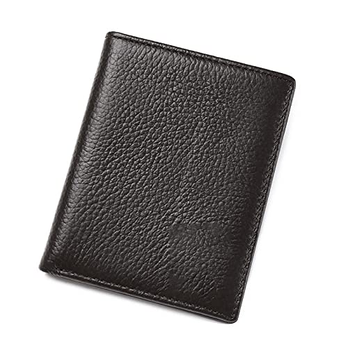 AQQWWER Herren Geldbörse Kleine Brieftasche Männer Echtes Leder Geldbörsen Rindsleder Mini Brieftaschen Schwarze und braune Qualität Garantie Kartenhalter (Color : Bruin) von AQQWWER