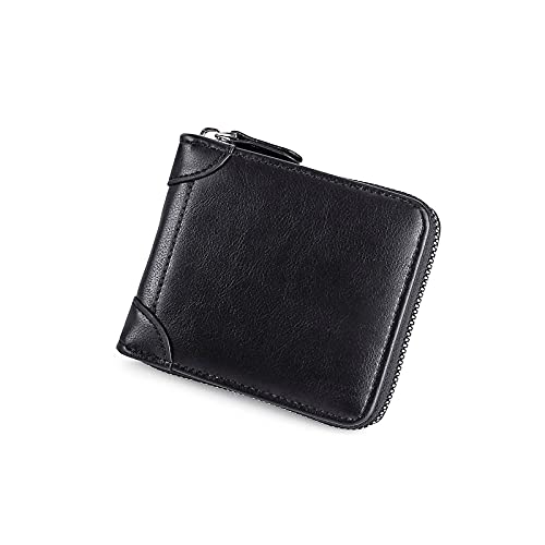 AQQWWER Herren Geldbörse Männer Leder Brieftasche Reißverschluss Kleine Geldbörse Kartenhalter Mann Münze Geldbörse Mann Geld Tasche (Color : A) von AQQWWER