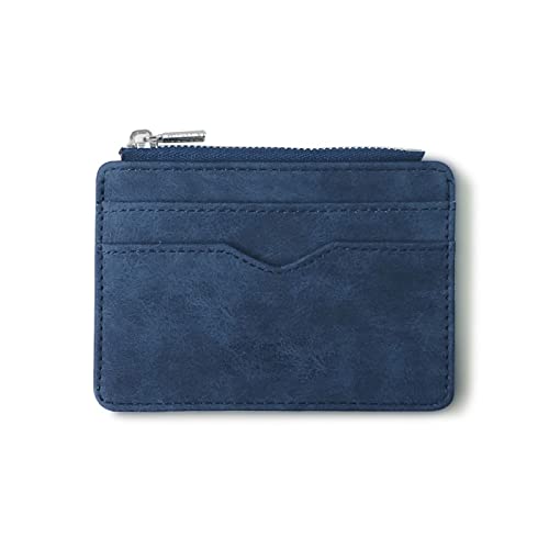 AQQWWER Herren Geldbörse Men's Card Wallet Short Matte Leather Retro Multi-Card Frosted Fabric Card Holder Money Minimalist Purse Transparent Coins (Color : Blue) von AQQWWER